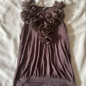 Marc Jacobs Brown Ruffle Blouse